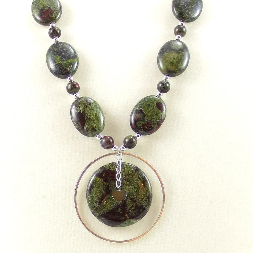 Dragon Blood Jasper and Sterling Silver Necklace